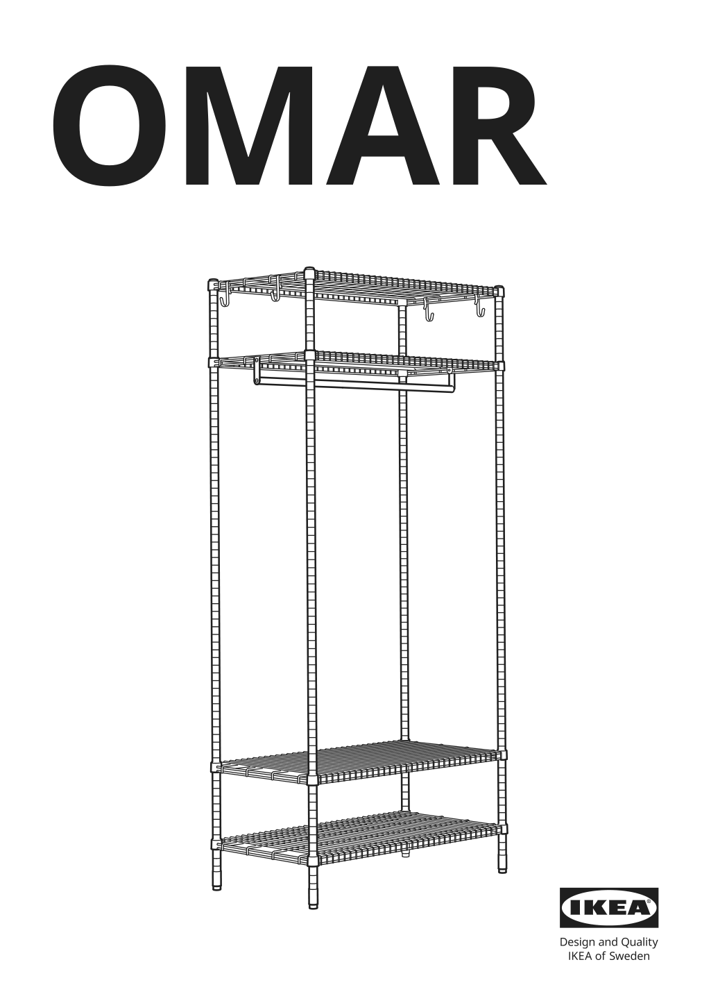 Assembly instructions for IKEA Omar shelving unit with clothes rail galvanized | Page 1 - IKEA OMAR shelving unit with clothes rail 994.876.91