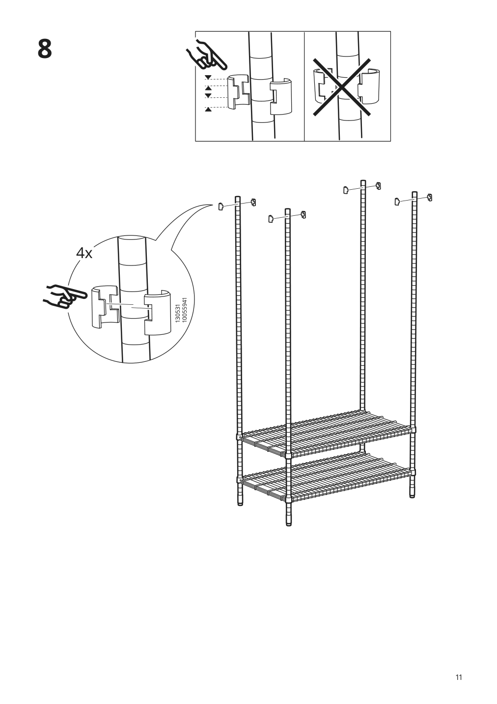 Assembly instructions for IKEA Omar shelving unit with clothes rail galvanized | Page 11 - IKEA OMAR shelving unit with clothes rail 605.309.78