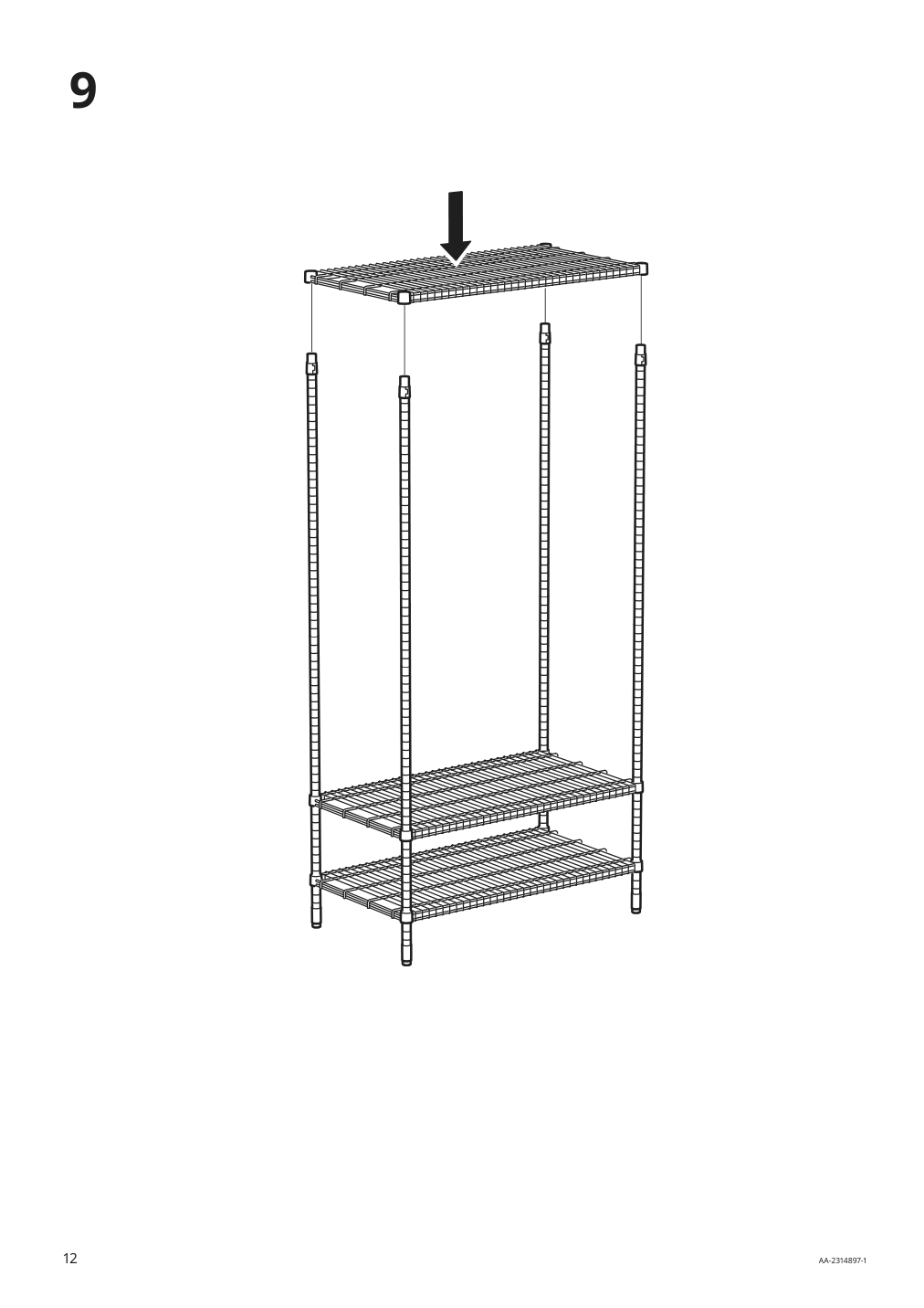 Assembly instructions for IKEA Omar shelving unit with clothes rail galvanized | Page 12 - IKEA OMAR shelving unit with clothes rail 994.876.91