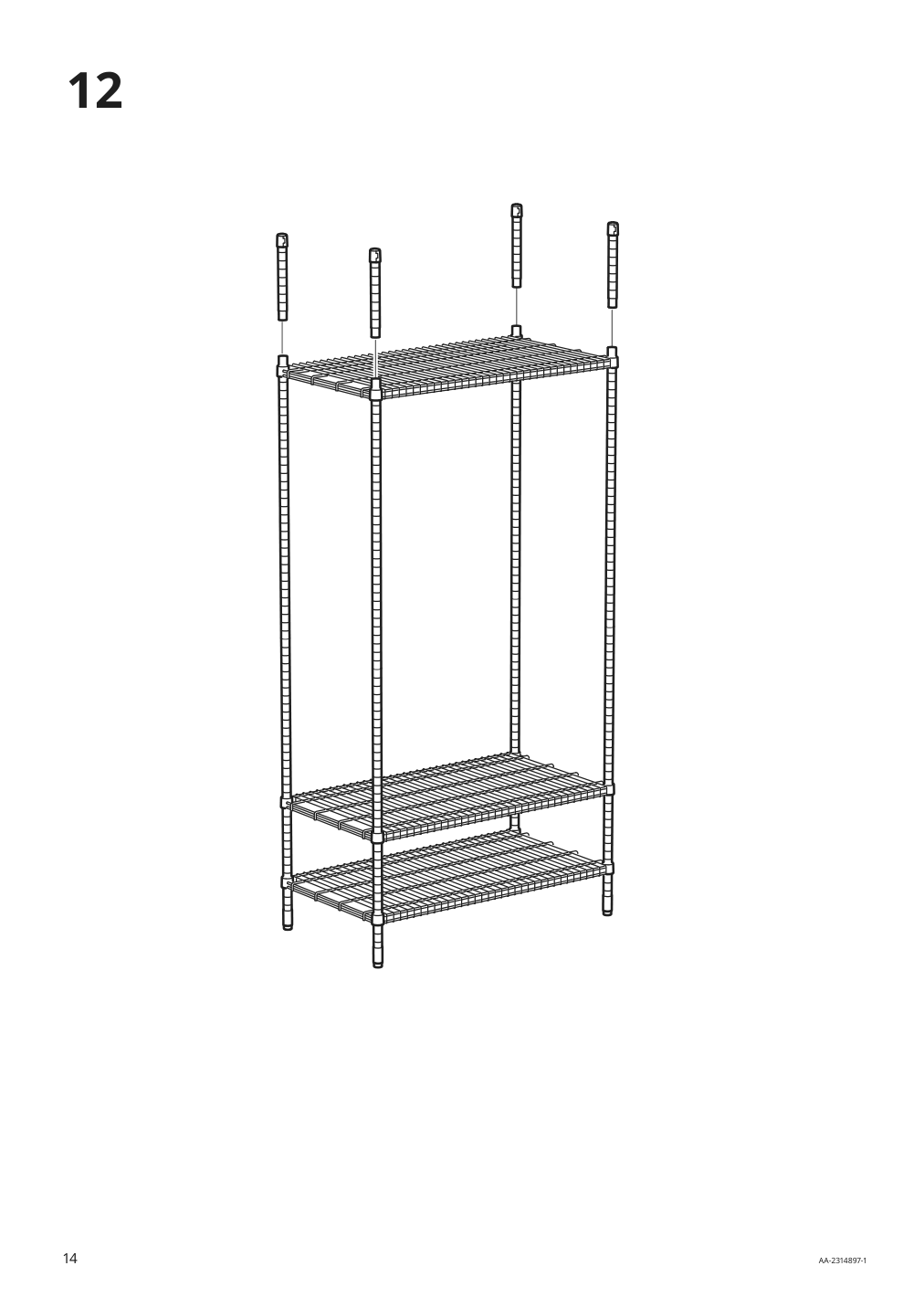 Assembly instructions for IKEA Omar shelving unit with clothes rail galvanized | Page 14 - IKEA OMAR shelving unit with clothes rail 994.876.91