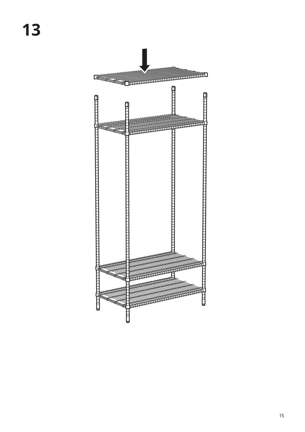 Assembly instructions for IKEA Omar shelving unit with clothes rail galvanized | Page 15 - IKEA OMAR shelving unit with clothes rail 994.876.91