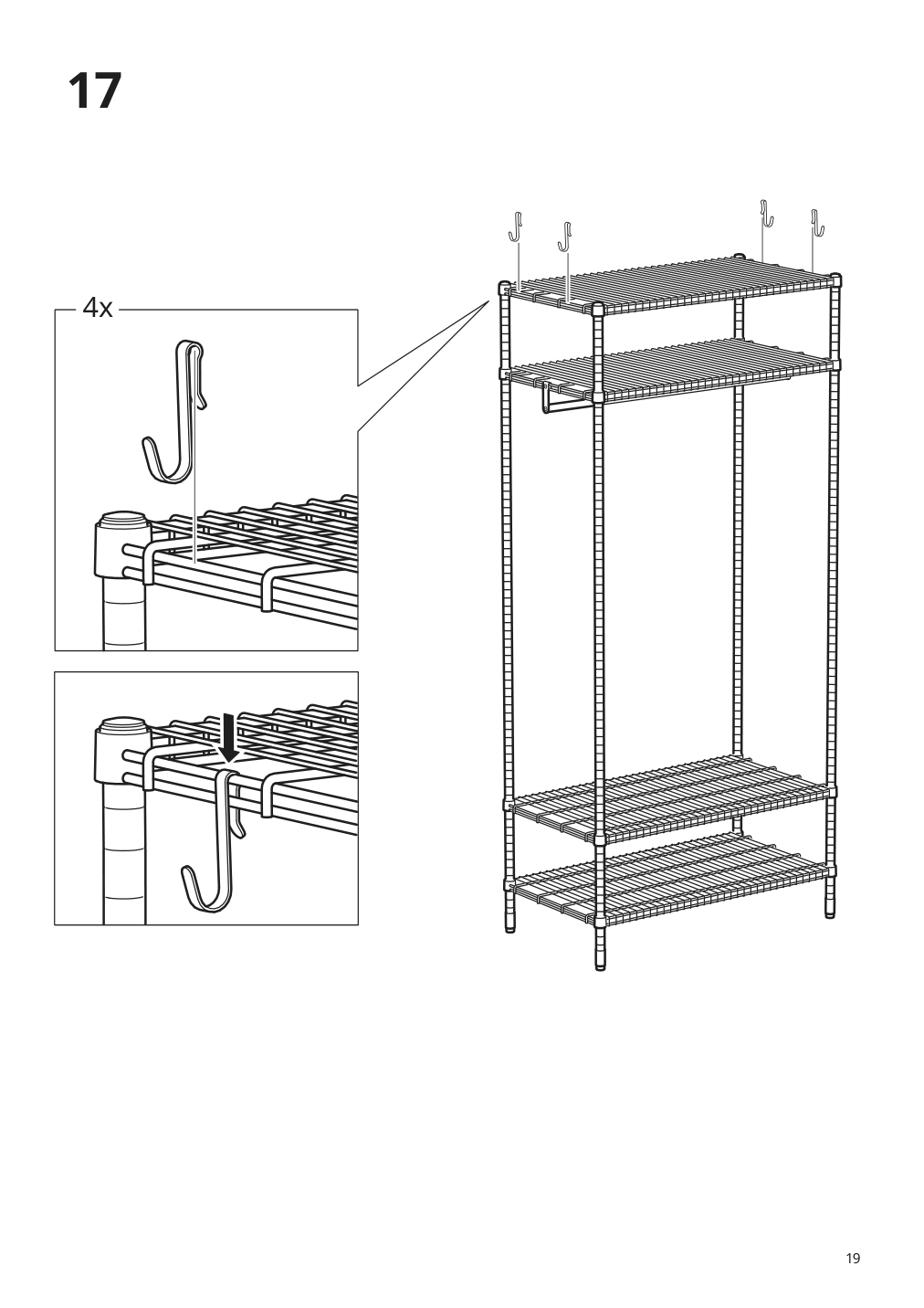 Assembly instructions for IKEA Omar shelving unit with clothes rail galvanized | Page 19 - IKEA OMAR shelving unit with clothes rail 994.876.91