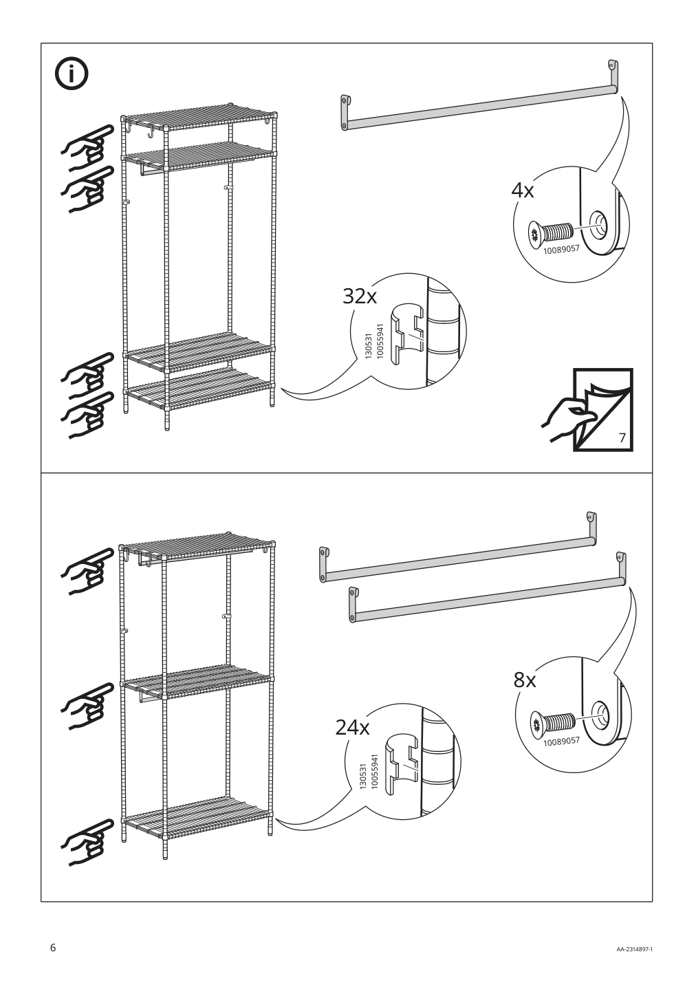 Assembly instructions for IKEA Omar shelving unit with clothes rail galvanized | Page 6 - IKEA OMAR shelving unit with clothes rail 994.876.91