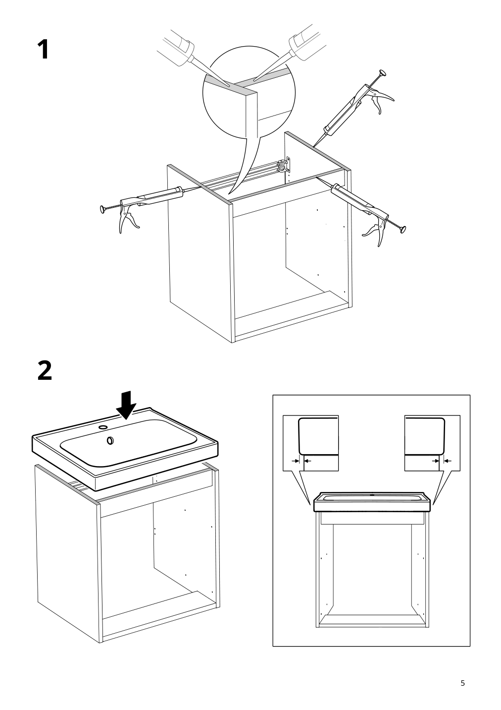 Assembly instructions for IKEA Orrsjoen deep sink white | Page 5 - IKEA TÄNNFORSEN / ORRSJÖN Bathroom vanity with sink & faucet 795.307.04