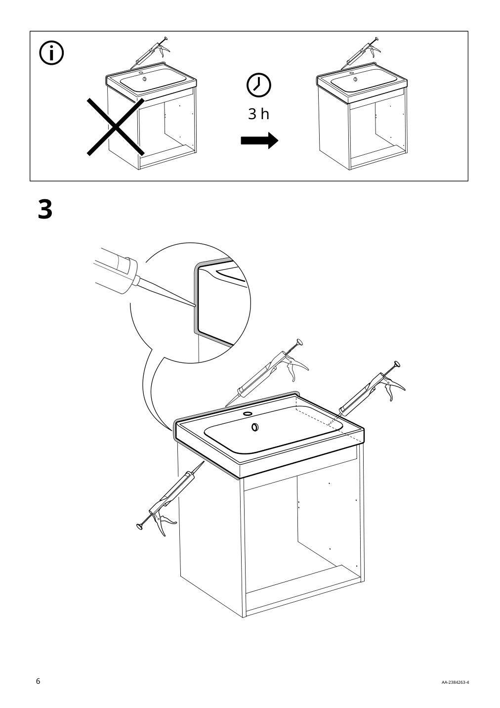 Assembly instructions for IKEA Orrsjoen deep sink white | Page 6 - IKEA TÄNNFORSEN / ORRSJÖN Bathroom vanity with sink & faucet 795.307.04