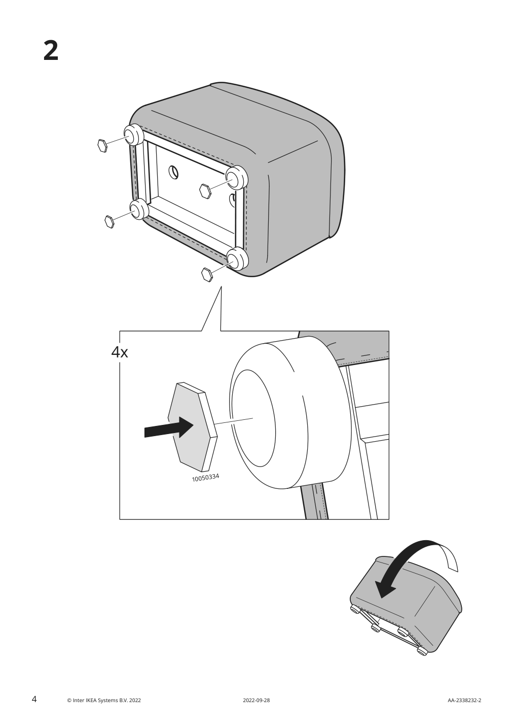 Assembly instructions for IKEA Oskarshamn ottoman with storage gunnared black gray | Page 4 - IKEA OSKARSHAMN wing chair with ottoman 094.853.33