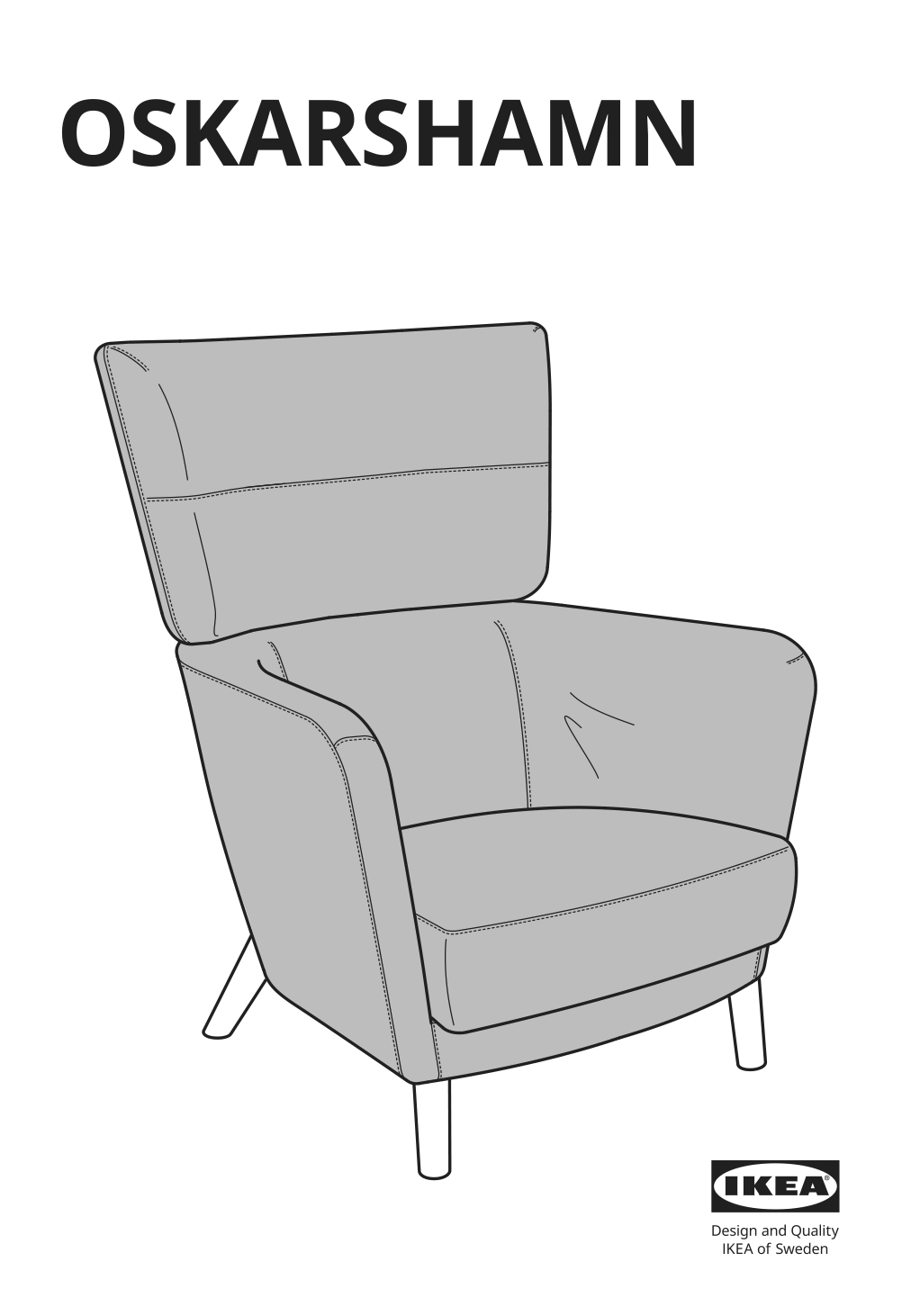 Assembly instructions for IKEA Oskarshamn wing chair gunnared black gray | Page 1 - IKEA OSKARSHAMN wing chair 005.036.71