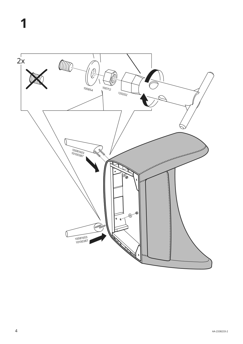 Assembly instructions for IKEA Oskarshamn wing chair tonerud red | Page 4 - IKEA OSKARSHAMN wing chair with ottoman 994.853.43