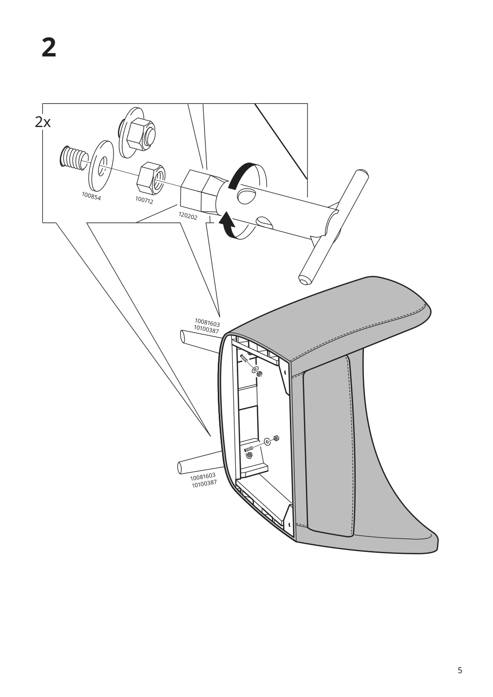 Assembly instructions for IKEA Oskarshamn wing chair gunnared black gray | Page 5 - IKEA OSKARSHAMN wing chair with ottoman 094.853.33