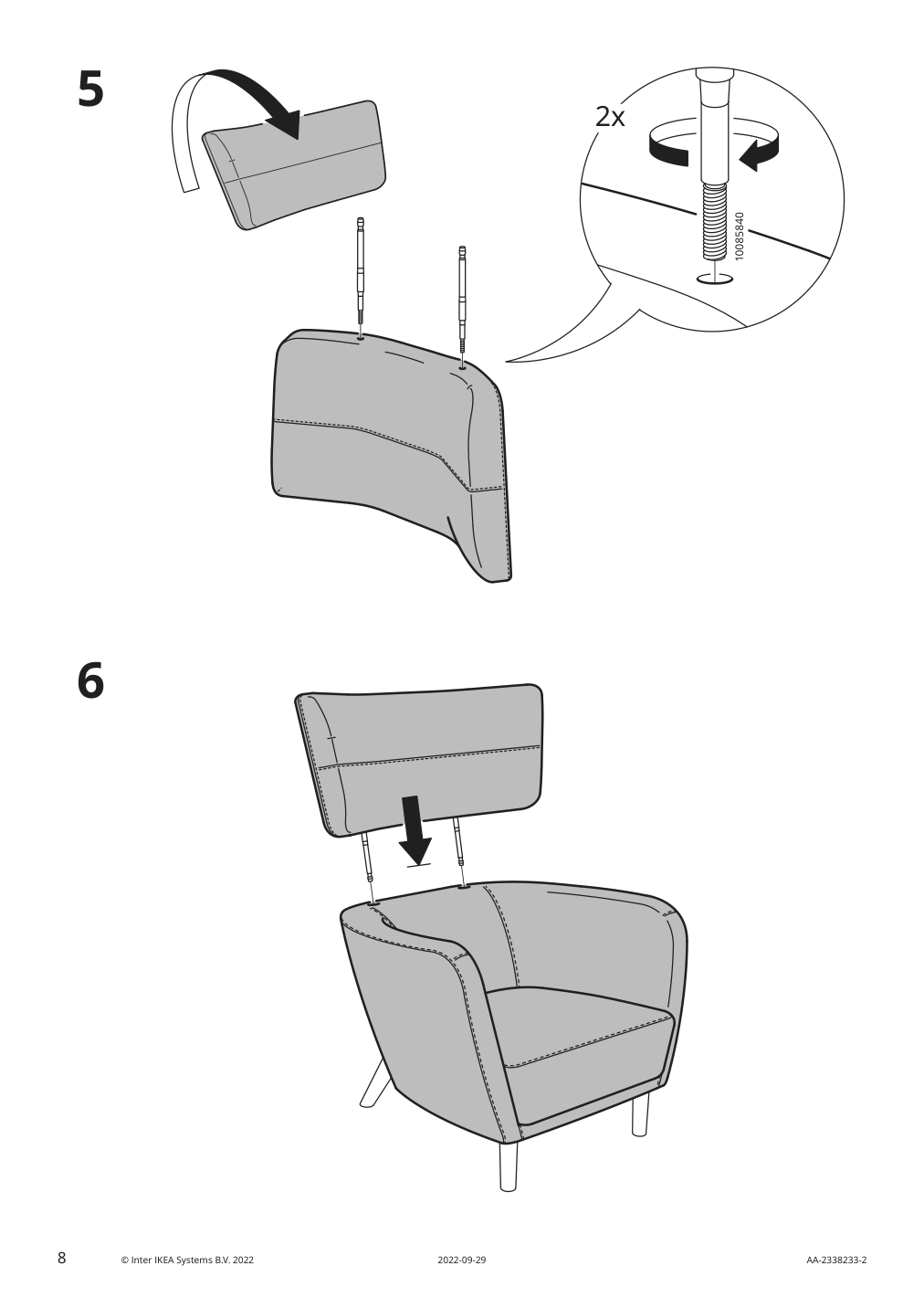 Assembly instructions for IKEA Oskarshamn wing chair tonerud red | Page 8 - IKEA OSKARSHAMN wing chair with ottoman 994.853.43