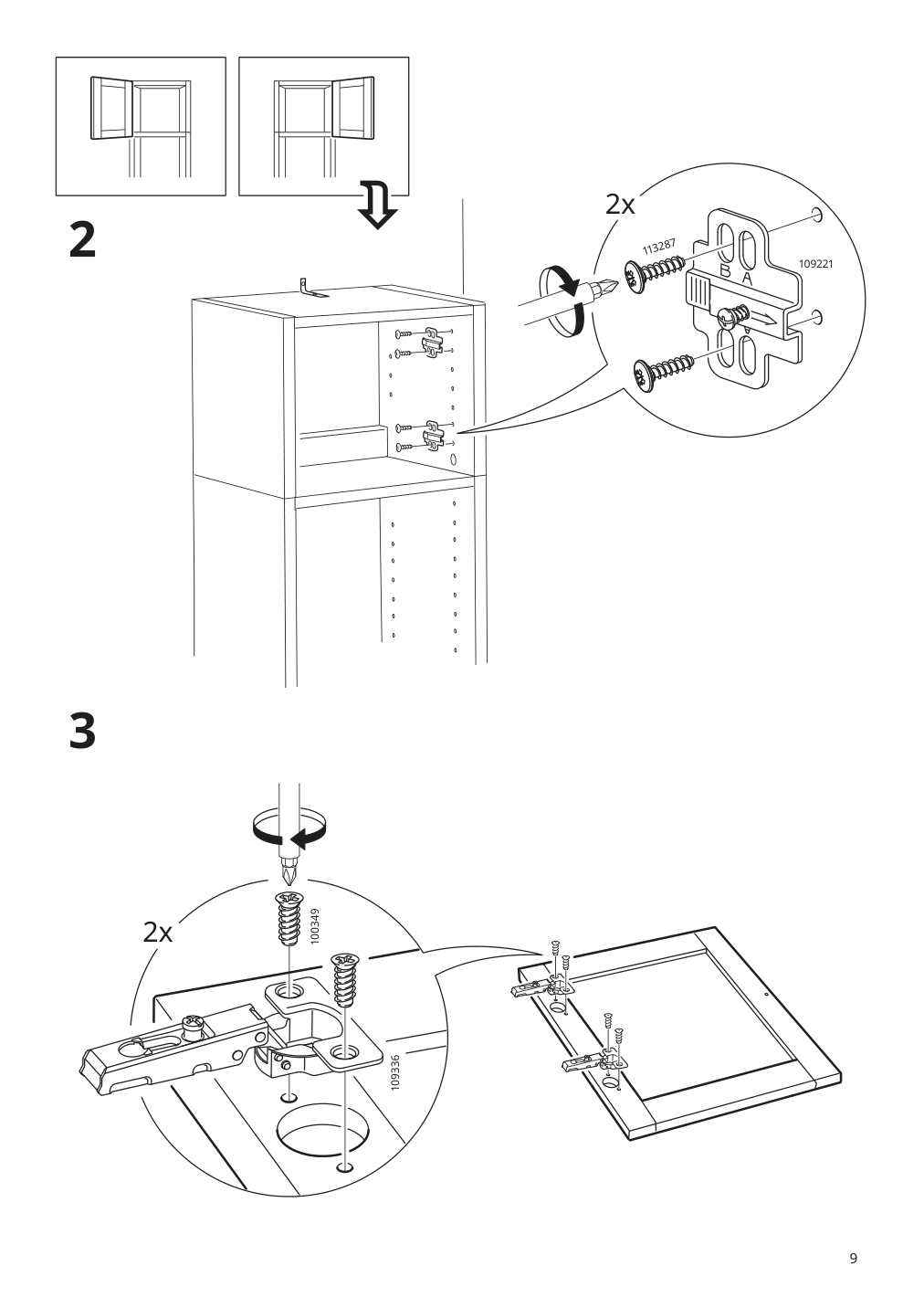 Assembly instructions for IKEA Oxberg glass door birch veneer | Page 9 - IKEA BILLY / OXBERG bookcase 990.234.08