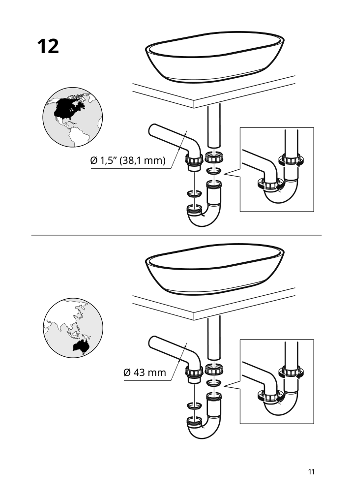 Assembly instructions for IKEA Oxmyren countertop sink glass dark gray | Page 11 - IKEA GODMORGON/TOLKEN / OXMYREN sink cabinet w countertop sink 094.431.16