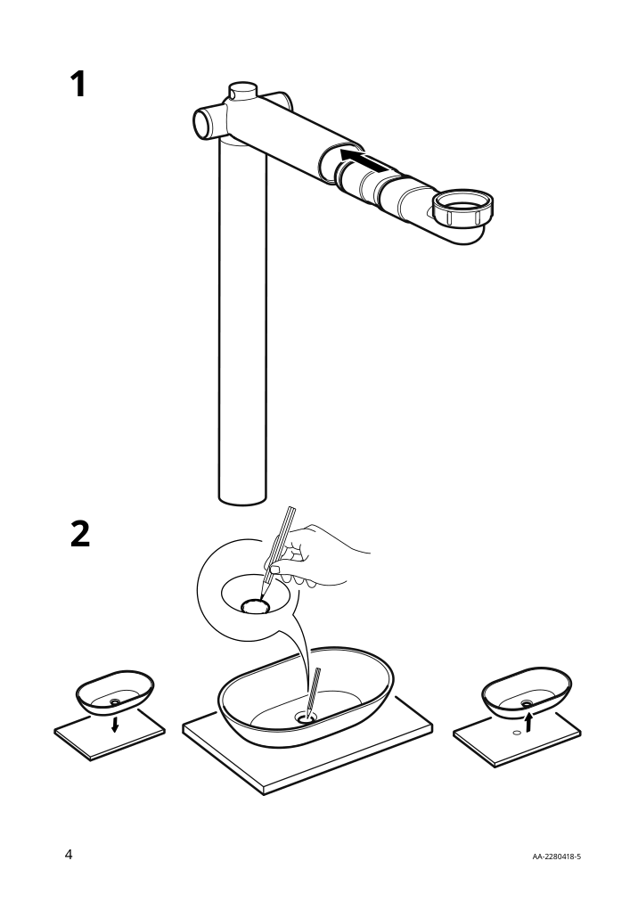 Assembly instructions for IKEA Oxmyren countertop sink glass dark gray | Page 4 - IKEA GODMORGON/TOLKEN / OXMYREN sink cabinet w countertop sink 094.431.16