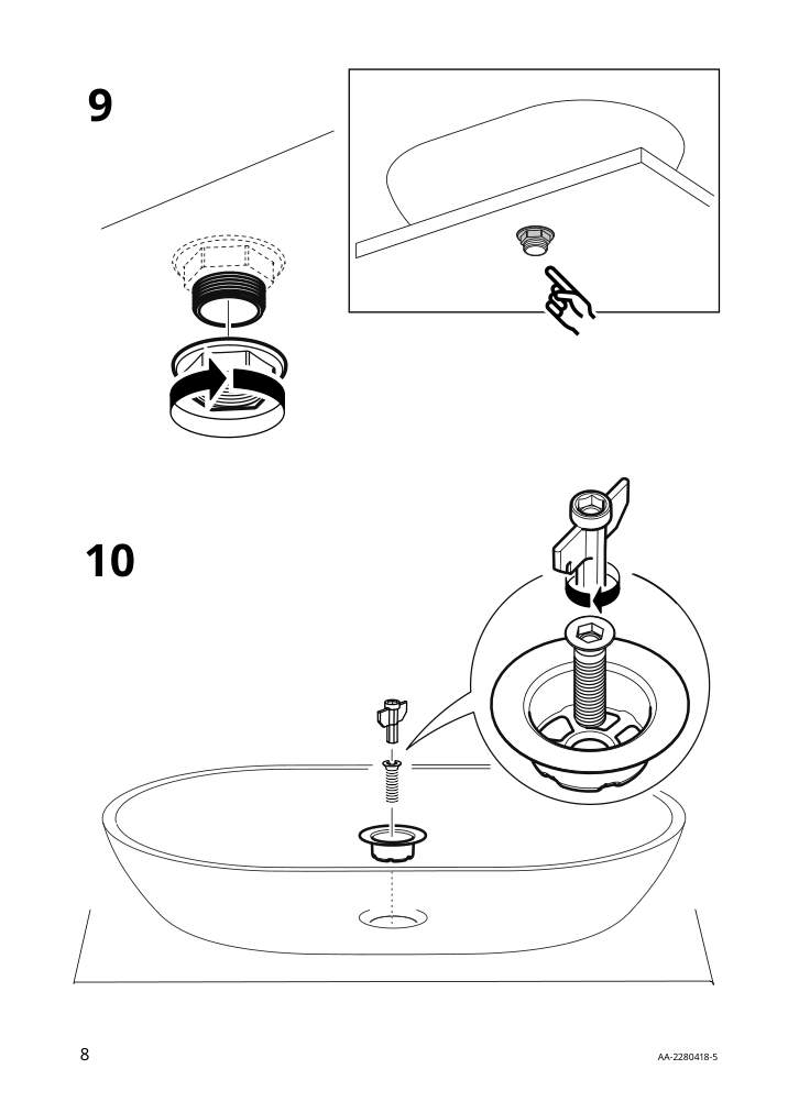 Assembly instructions for IKEA Oxmyren countertop sink glass dark gray | Page 8 - IKEA GODMORGON/TOLKEN / OXMYREN sink cabinet w countertop sink 094.431.35