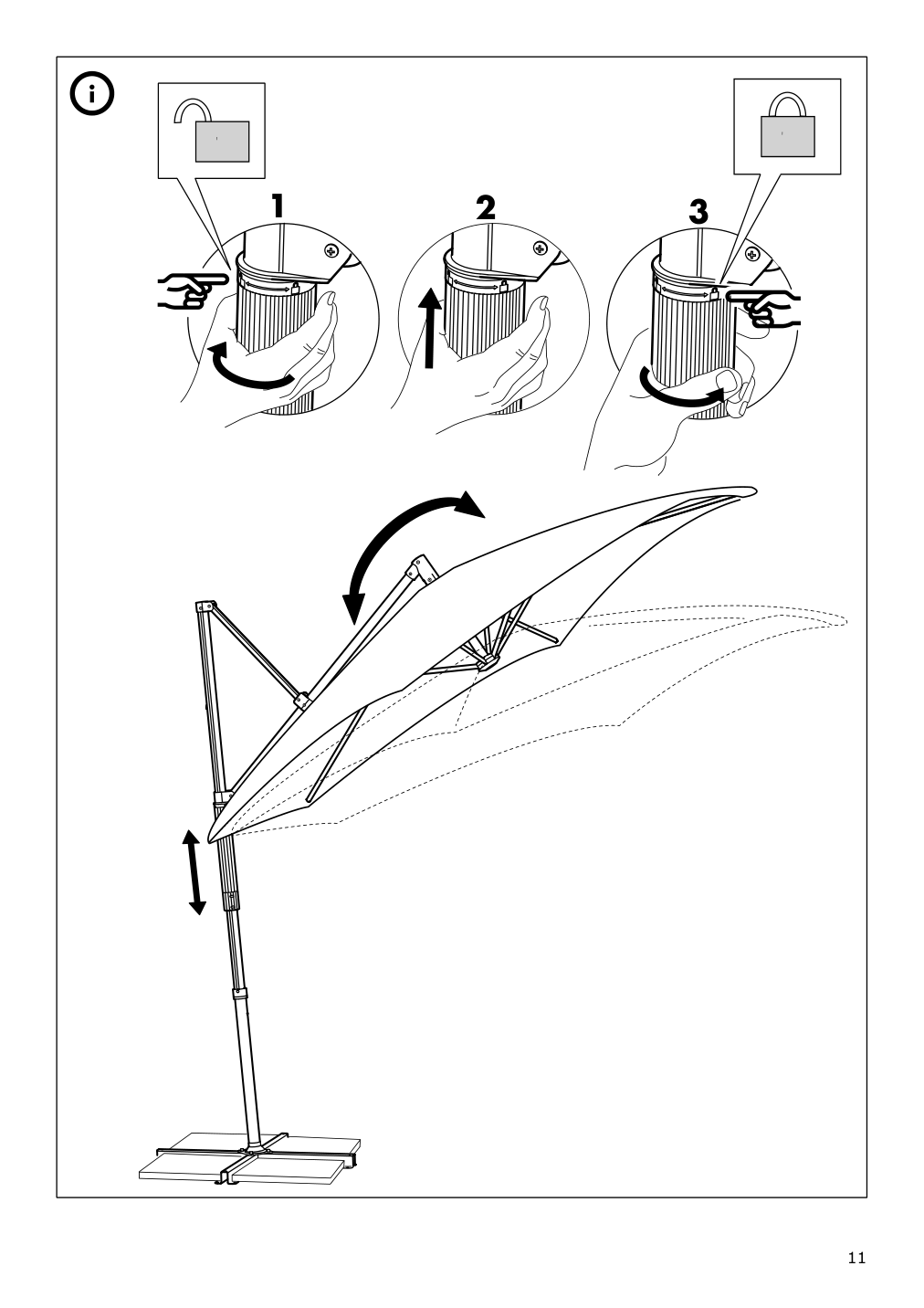 Assembly instructions for IKEA Oxnoe umbrella frame hanging gray | Page 11 - IKEA OXNÖ / VÅRHOLMEN umbrella, hanging 693.257.37