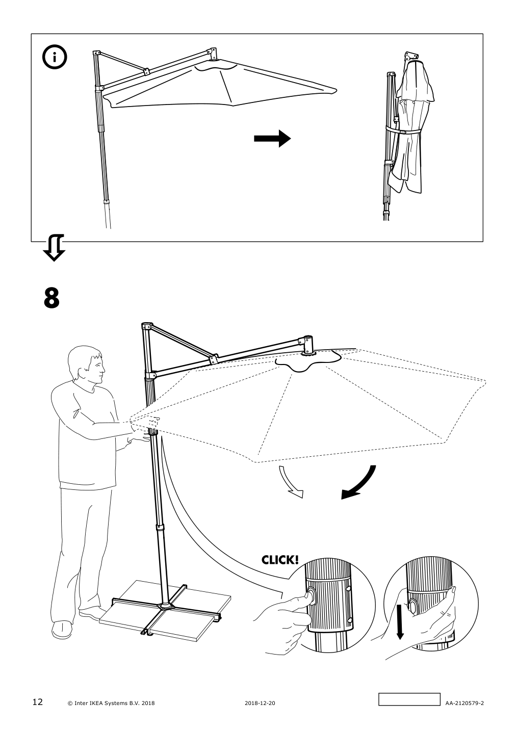 Assembly instructions for IKEA Oxnoe umbrella frame hanging gray | Page 12 - IKEA OXNÖ / VÅRHOLMEN umbrella, hanging 693.257.37