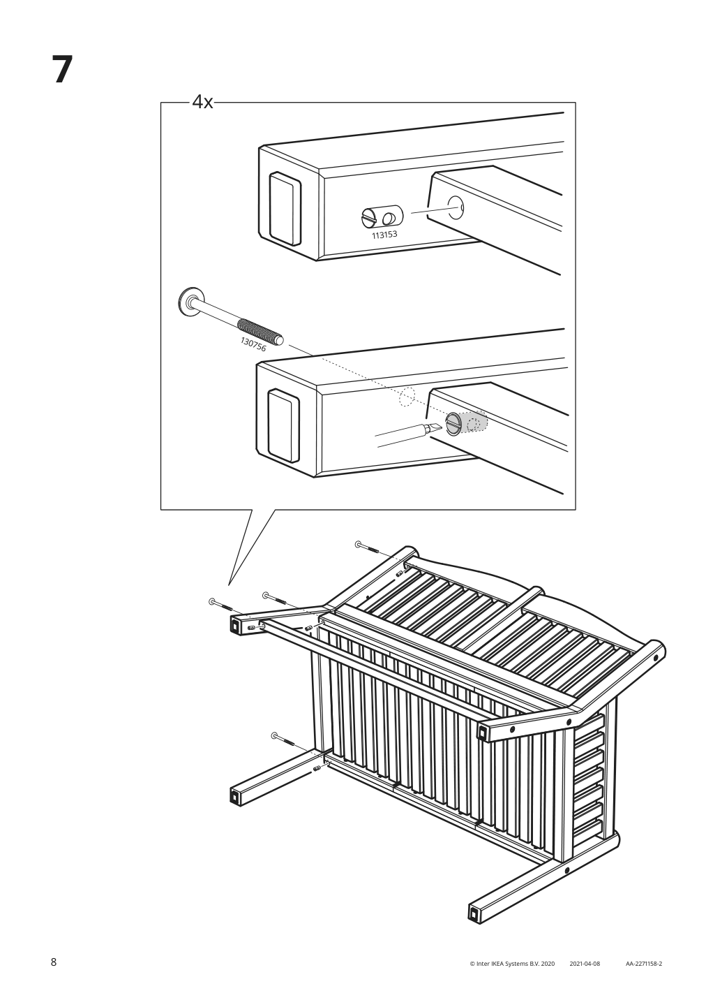 Assembly instructions for IKEA Paeronholmen bench with backrest outdoor red | Page 8 - IKEA PÄRONHOLMEN bench with backrest, outdoor 905.037.99