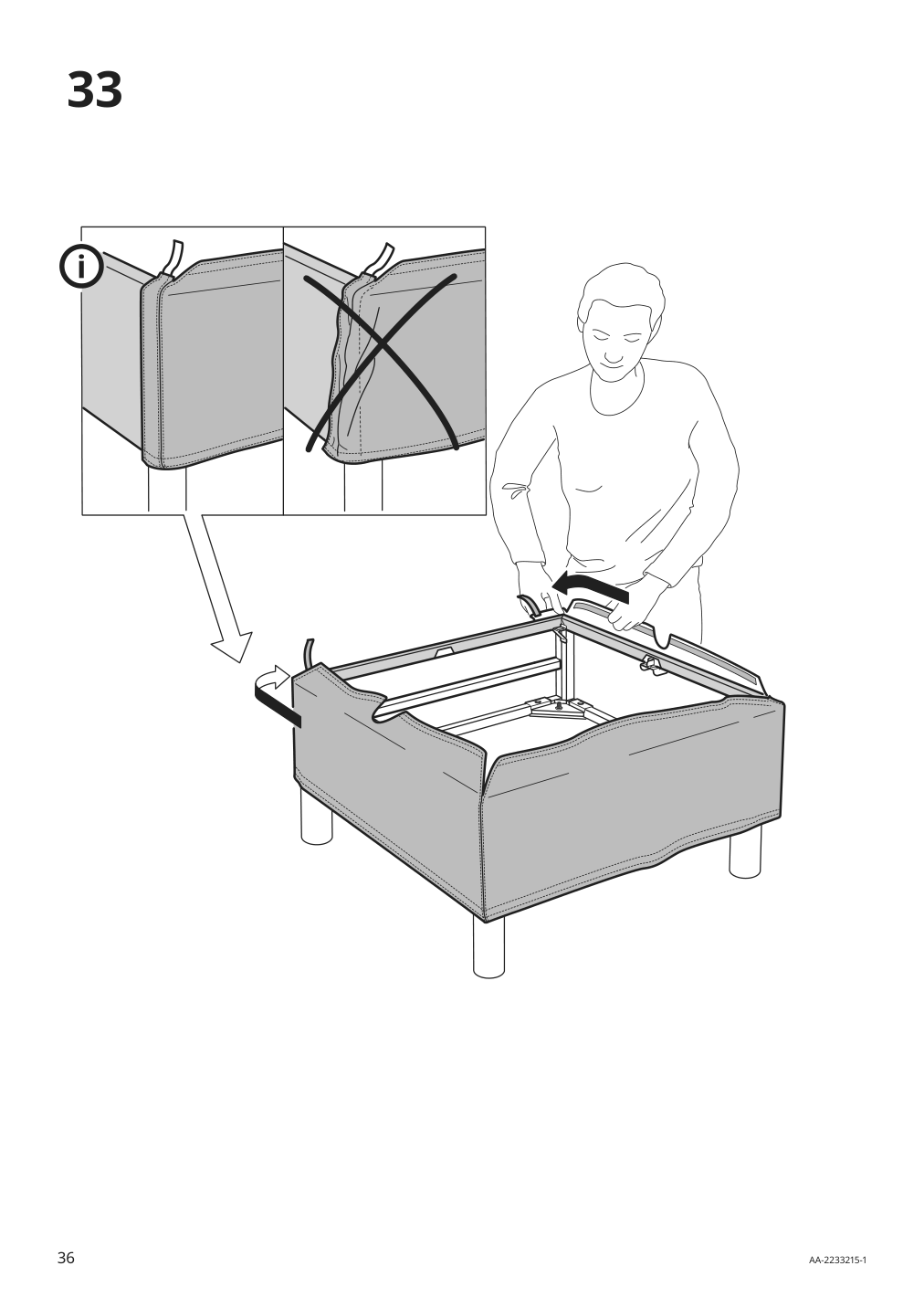 Assembly instructions for IKEA Paerup frame 3 seat sofa w chaise | Page 36 - IKEA PÄRUP sofa with chaise 393.898.39