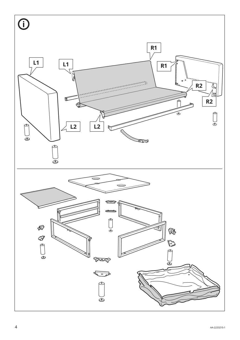 Assembly instructions for IKEA Paerup frame 3 seat sofa w chaise | Page 4 - IKEA PÄRUP sofa with chaise 295.142.97