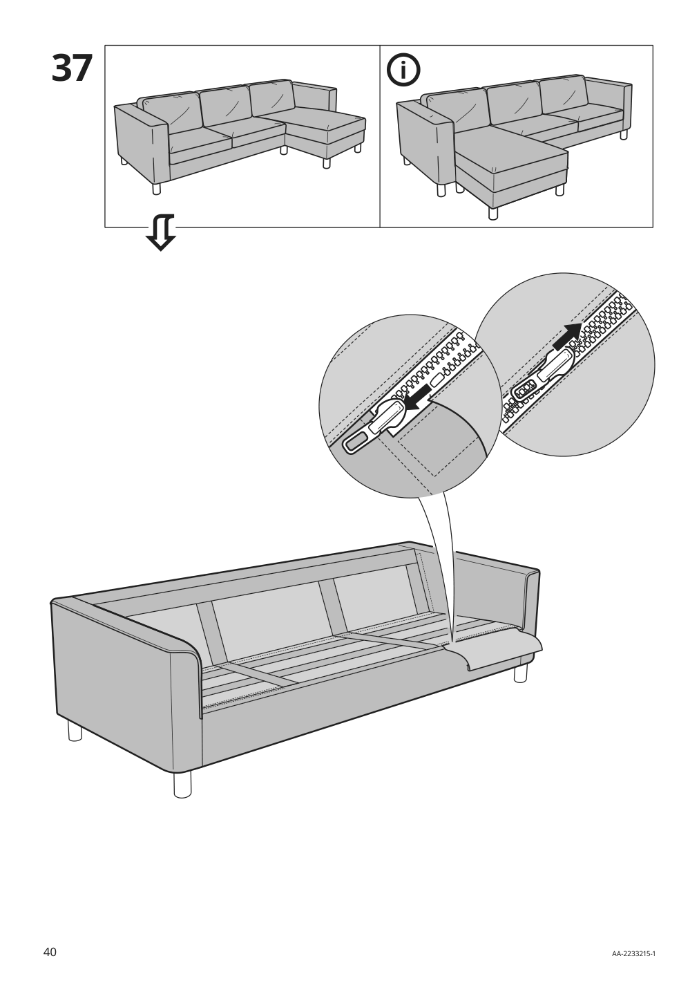 Assembly instructions for IKEA Paerup frame 3 seat sofa w chaise | Page 40 - IKEA PÄRUP sofa with chaise 295.142.97