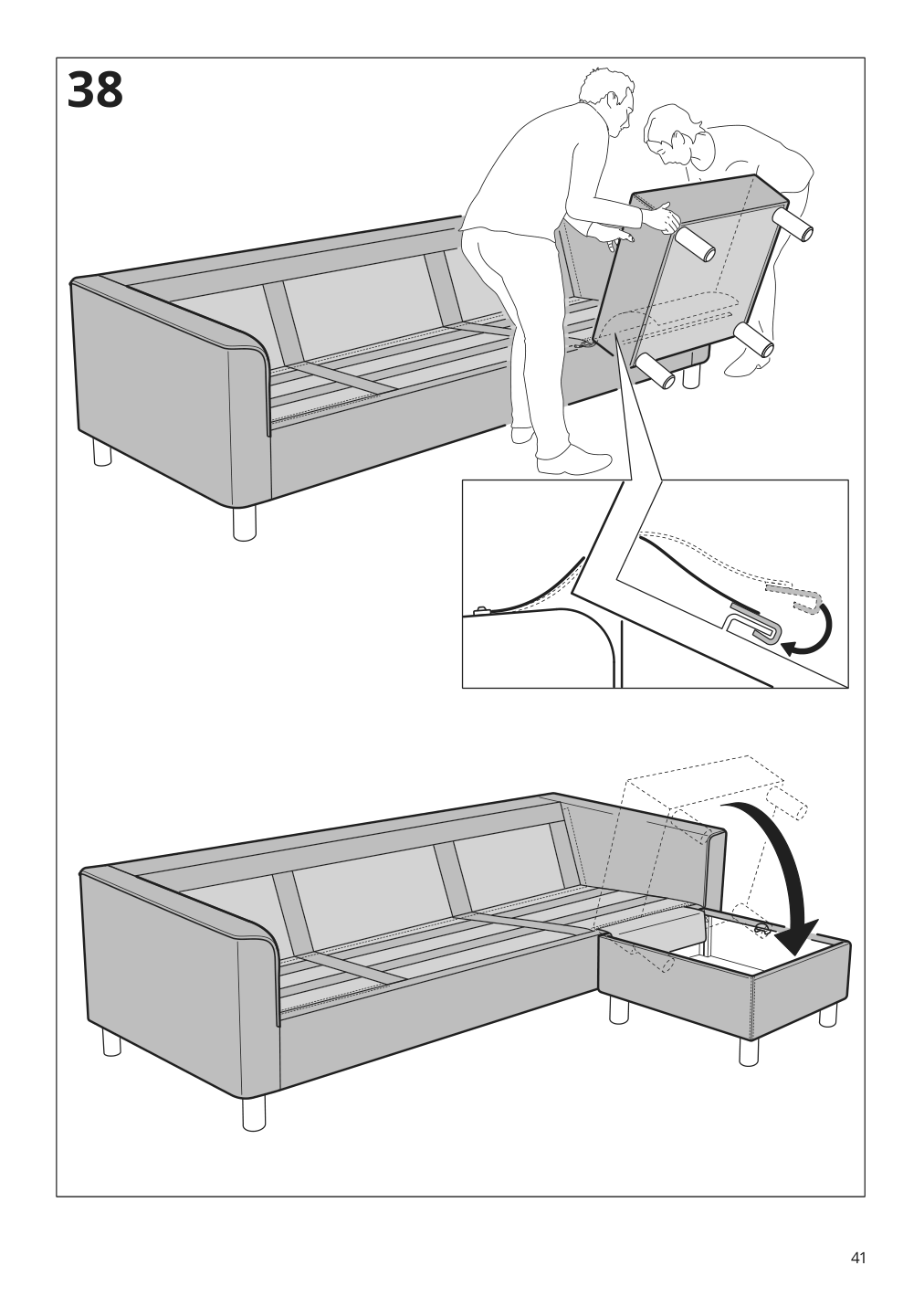 Assembly instructions for IKEA Paerup frame 3 seat sofa w chaise | Page 41 - IKEA PÄRUP sofa with chaise 893.898.27