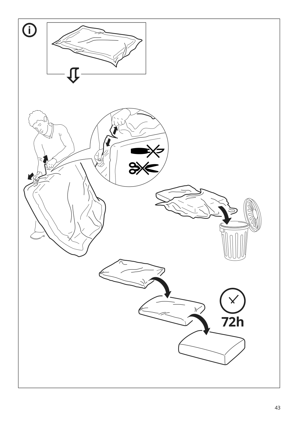 Assembly instructions for IKEA Paerup frame 3 seat sofa w chaise | Page 43 - IKEA PÄRUP sofa with chaise 393.898.39