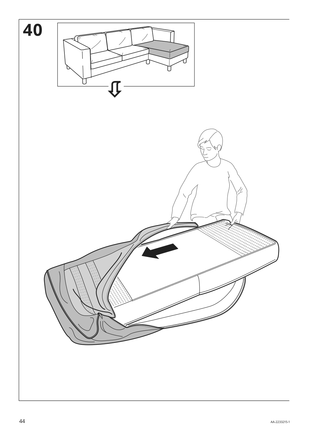 Assembly instructions for IKEA Paerup frame 3 seat sofa w chaise | Page 44 - IKEA PÄRUP sofa with chaise 295.142.97