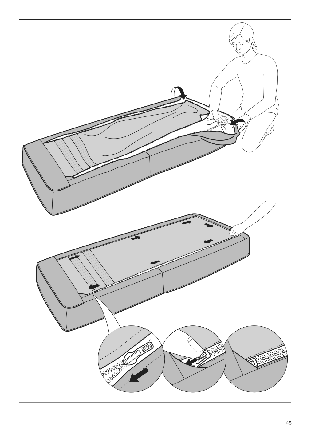 Assembly instructions for IKEA Paerup frame 3 seat sofa w chaise | Page 45 - IKEA PÄRUP sofa with chaise 393.898.39