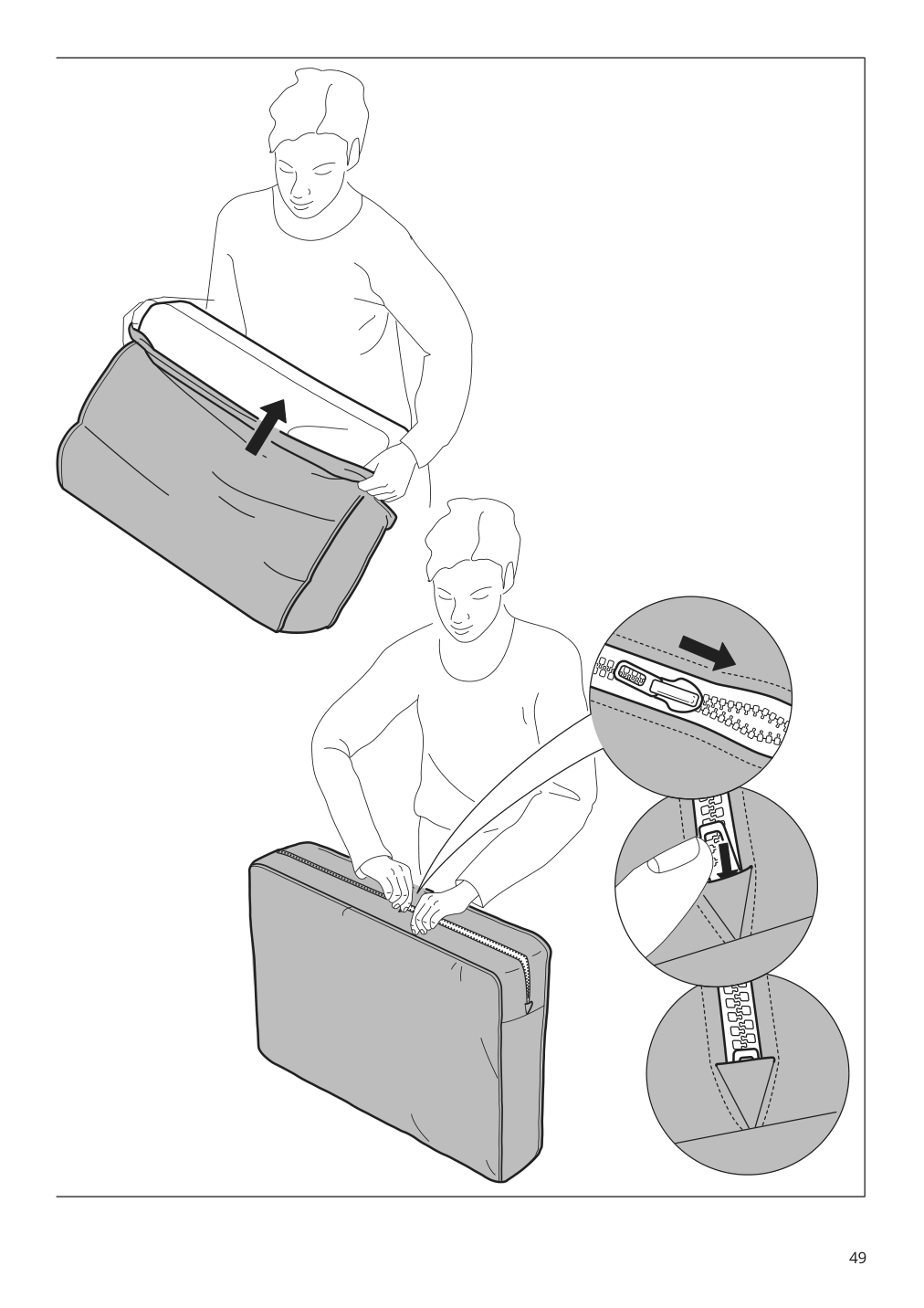 Assembly instructions for IKEA Paerup frame 3 seat sofa w chaise | Page 49 - IKEA PÄRUP sofa with chaise 295.142.97