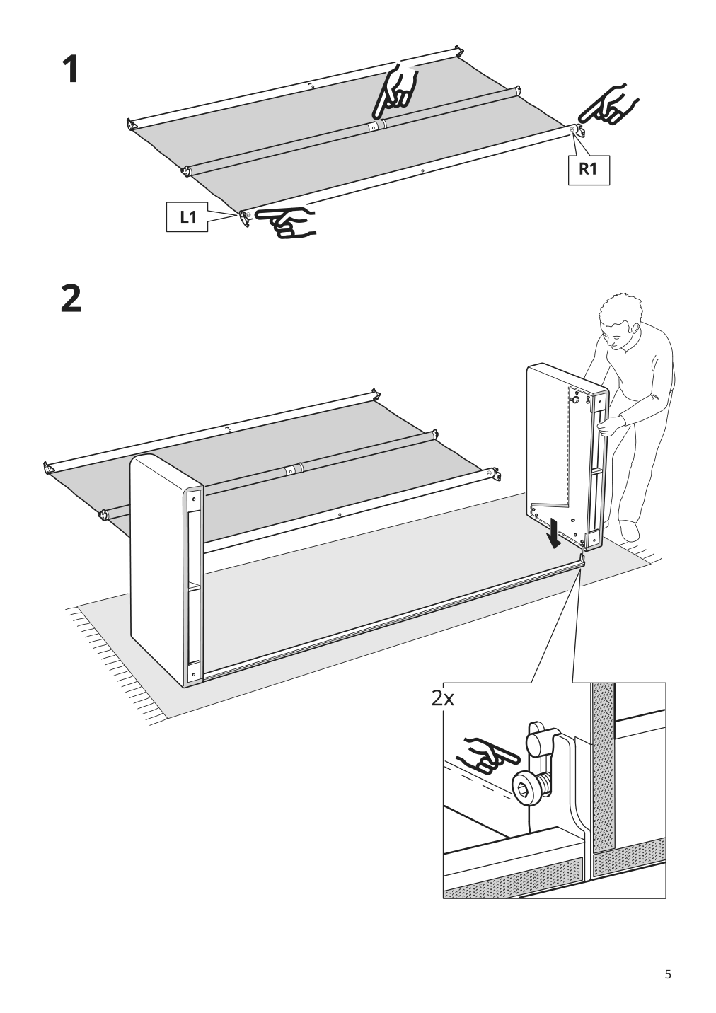 Assembly instructions for IKEA Paerup frame 3 seat sofa w chaise | Page 5 - IKEA PÄRUP sofa with chaise 295.142.97