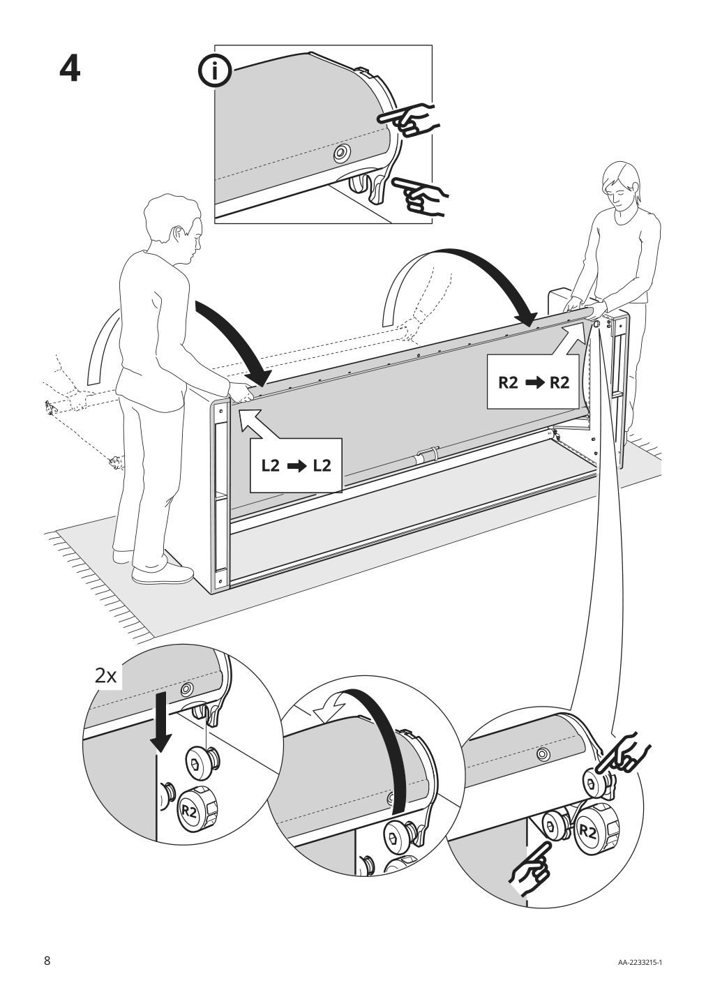 Assembly instructions for IKEA Paerup frame 3 seat sofa w chaise | Page 8 - IKEA PÄRUP sofa with chaise 295.142.97