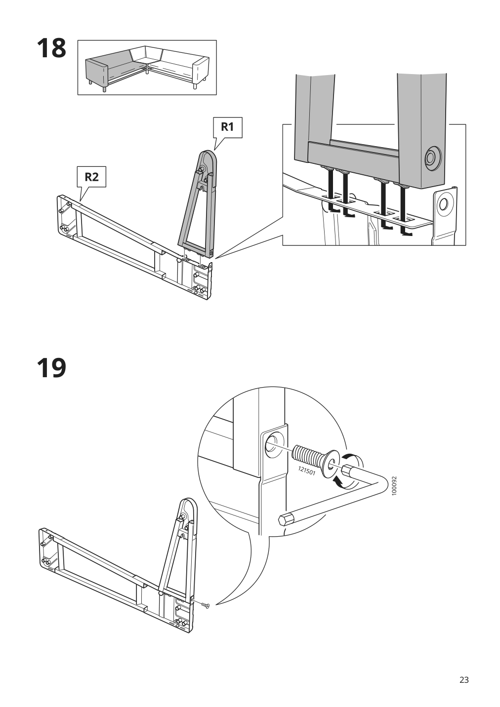 Assembly instructions for IKEA Paerup frame for corner sectional 4 seat | Page 23 - IKEA PÄRUP sectional, 4-seat corner 293.893.97