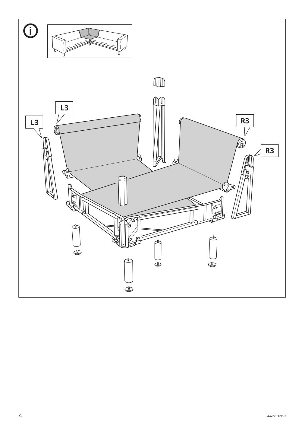 Assembly instructions for IKEA Paerup frame for corner sectional 4 seat | Page 4 - IKEA PÄRUP sectional, 4-seat corner 293.893.97