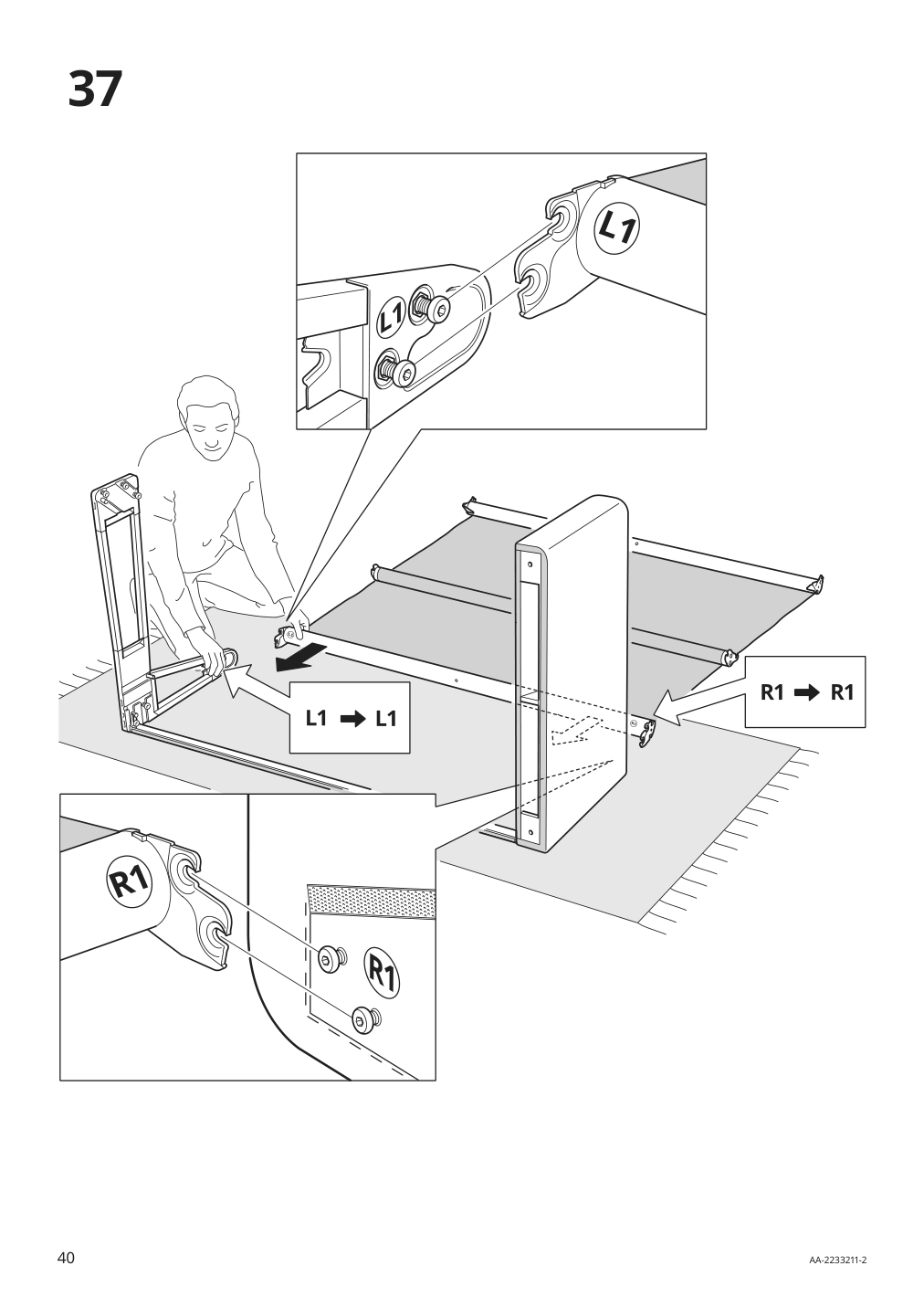 Assembly instructions for IKEA Paerup frame for corner sectional 4 seat | Page 40 - IKEA PÄRUP sectional, 4-seat corner 293.893.97