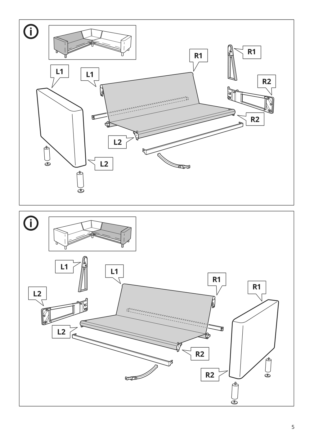 Assembly instructions for IKEA Paerup frame for corner sectional 4 seat | Page 5 - IKEA PÄRUP sectional, 4-seat corner 293.893.97