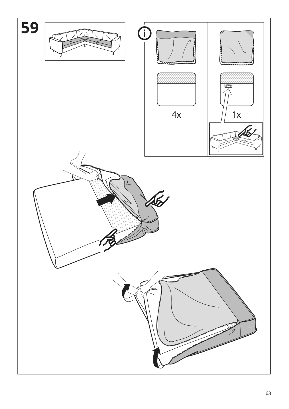 Assembly instructions for IKEA Paerup frame for corner sectional 4 seat | Page 63 - IKEA PÄRUP sectional, 4-seat corner 293.893.97