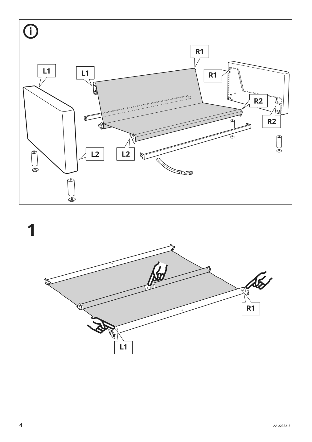 Assembly instructions for IKEA Paerup sofa frame | Page 4 - IKEA PÄRUP sofa 393.894.67