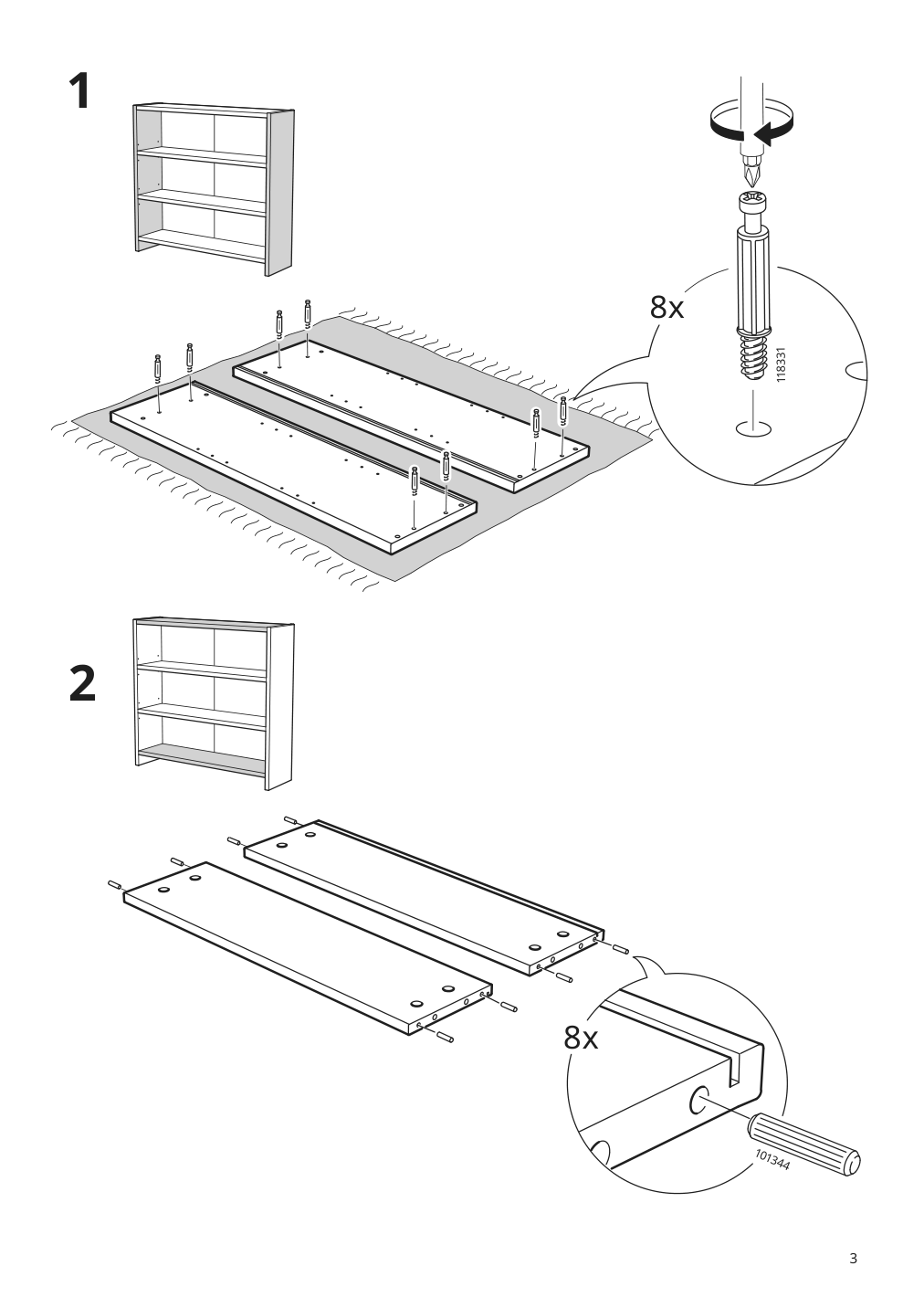 Assembly instructions for IKEA Pahl add on unit white | Page 3 - IKEA PÅHL desk with add-on unit 495.290.52