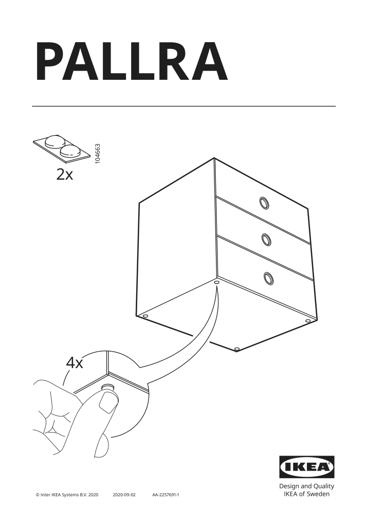 Assembly instructions for IKEA Pallra mini chest with 3 drawers black | Page 1 - IKEA PALLRA mini chest with 3 drawers 104.681.63