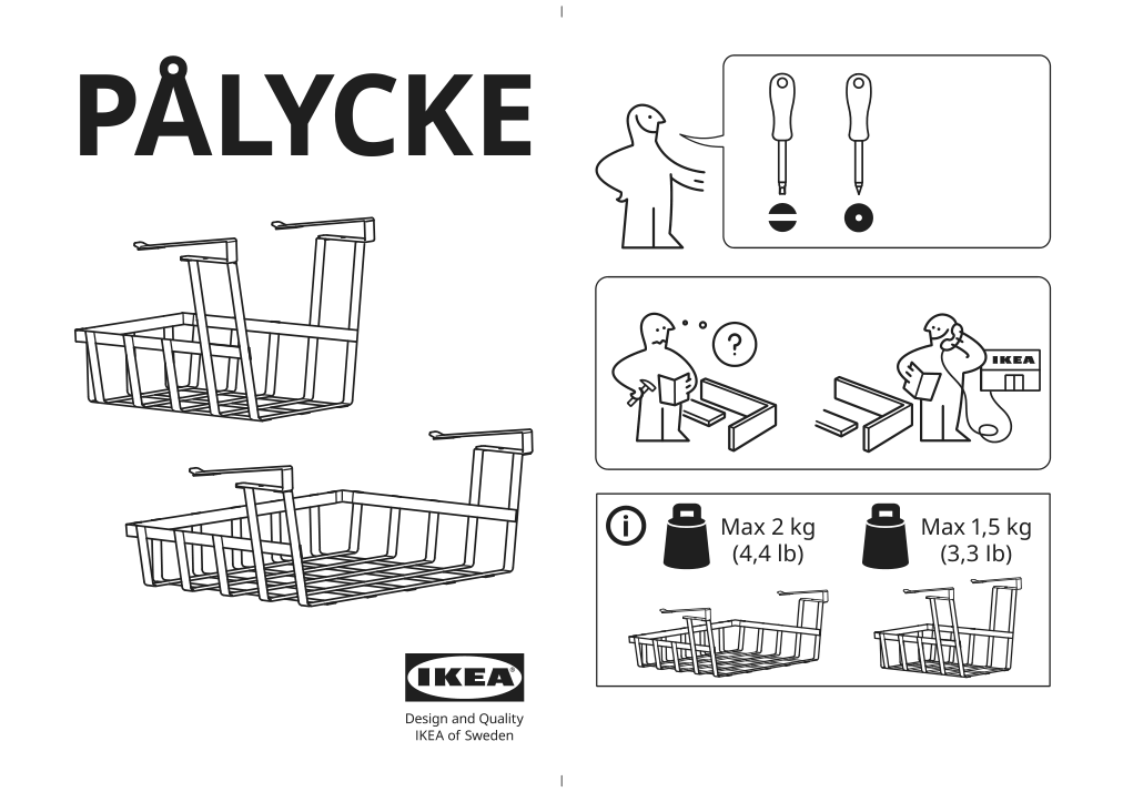 Assembly instructions for IKEA Palycke clip on basket | Page 1 - IKEA PÅLYCKE clip-on basket 005.344.32