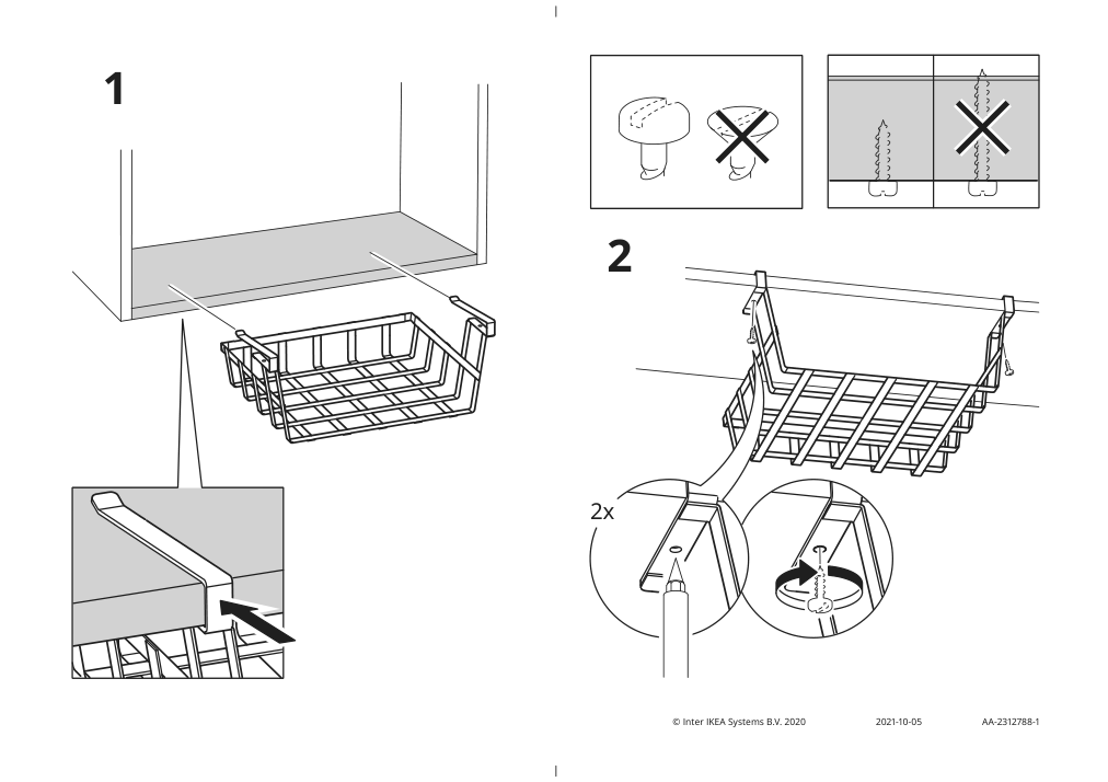 Assembly instructions for IKEA Palycke clip on basket | Page 2 - IKEA PÅLYCKE clip-on basket 005.344.32