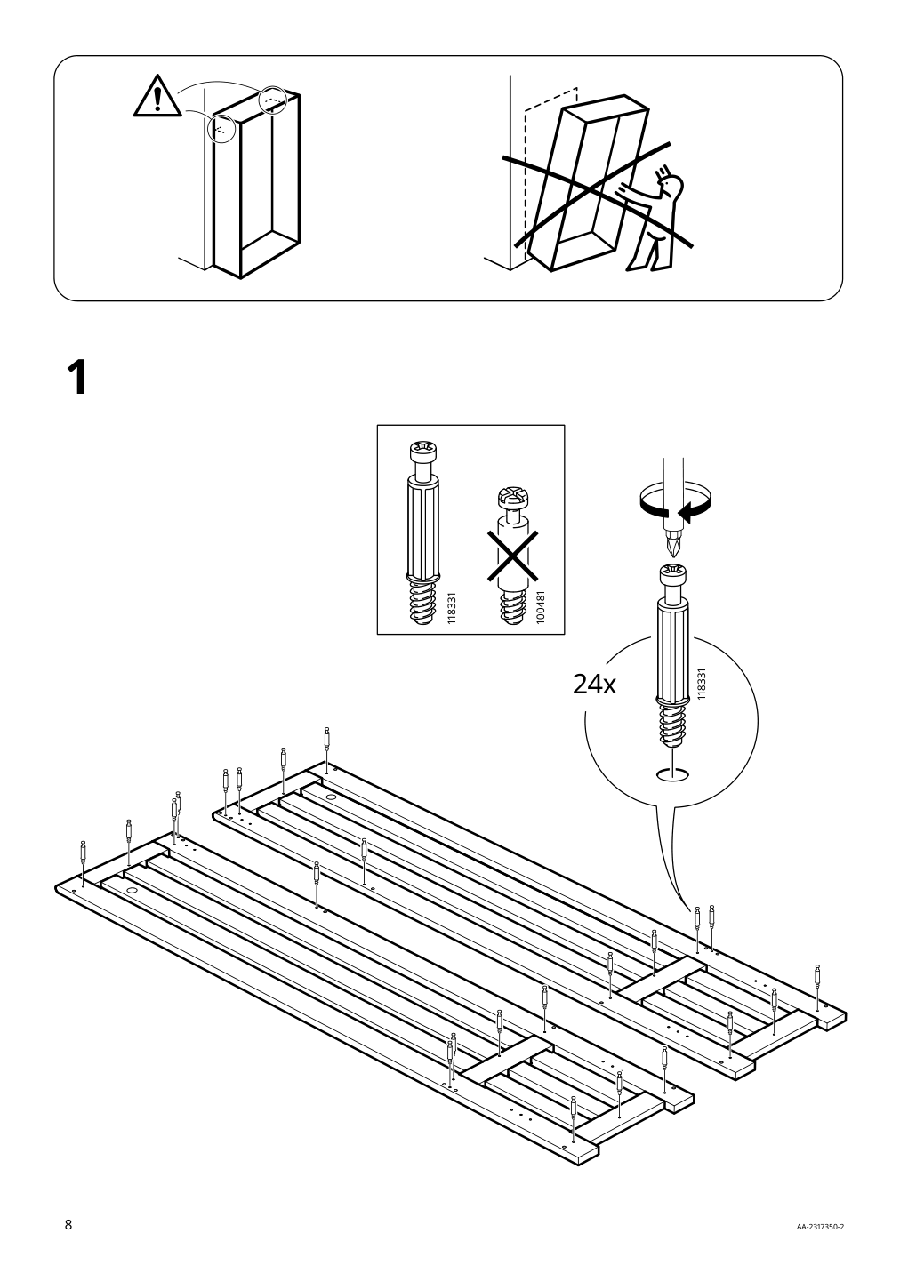 Assembly instructions for IKEA Panget coat rack with shoe storage unit white | Page 8 - IKEA PANGET coat rack with shoe storage unit 204.741.73