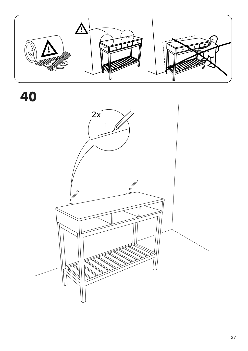 Assembly instructions for IKEA Panget console table white | Page 37 - IKEA PANGET console table 804.741.70