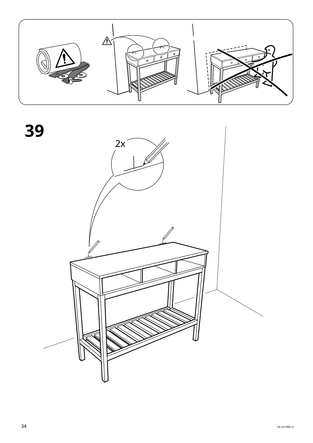 Assembly instructions for IKEA Panget console table dark gray stained | Page 34 - IKEA PANGET console table 604.741.66