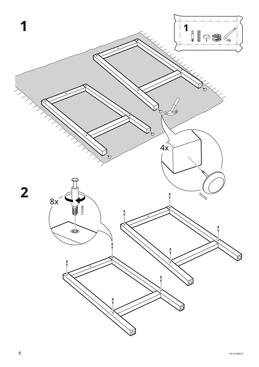 Assembly instructions for IKEA Panget console table white | Page 8 - IKEA PANGET console table 804.741.70