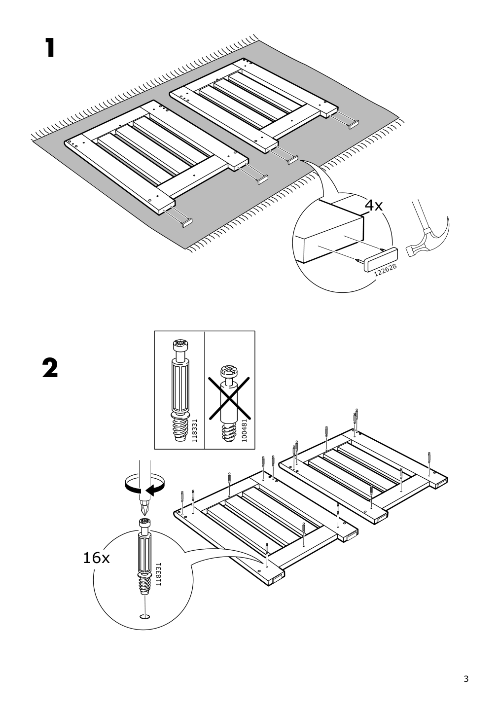 Assembly instructions for IKEA Panget storage bench white | Page 3 - IKEA PANGET storage bench 104.741.59