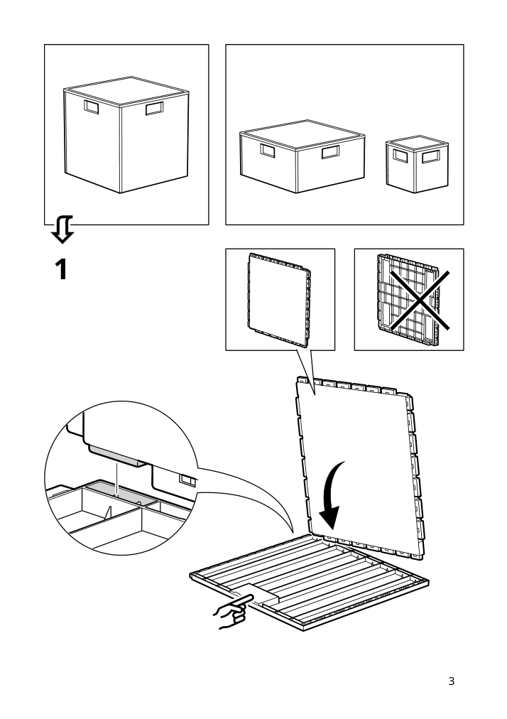 Assembly instructions for IKEA Pansartax storage box with lid transparent gray blue | Page 3 - IKEA PANSARTAX storage box with lid 005.254.04