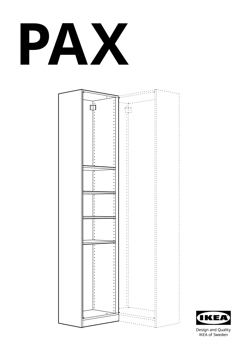 Assembly instructions for IKEA Pax add on corner unit with 4 shelves dark gray | Page 1 - IKEA PAX corner wardrobe 494.320.74