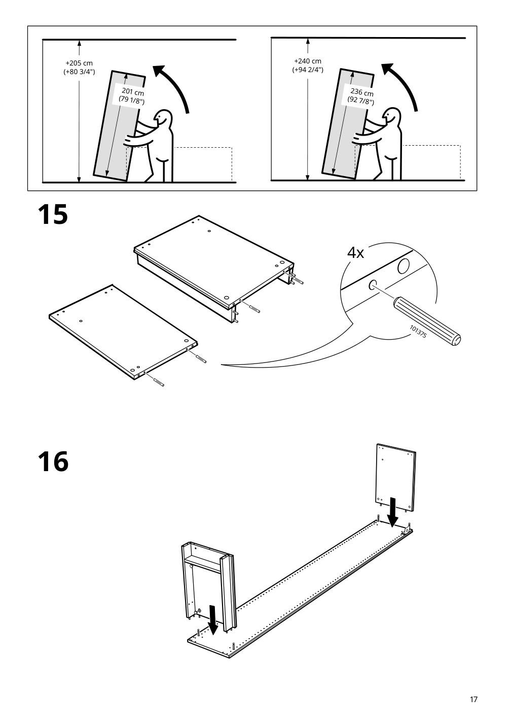 Assembly instructions for IKEA Pax add on corner unit with 4 shelves dark gray | Page 17 - IKEA PAX corner wardrobe 494.320.74