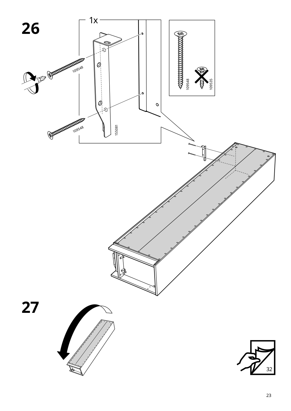 Assembly instructions for IKEA Pax add on corner unit with 4 shelves dark gray | Page 23 - IKEA PAX corner wardrobe 494.320.74